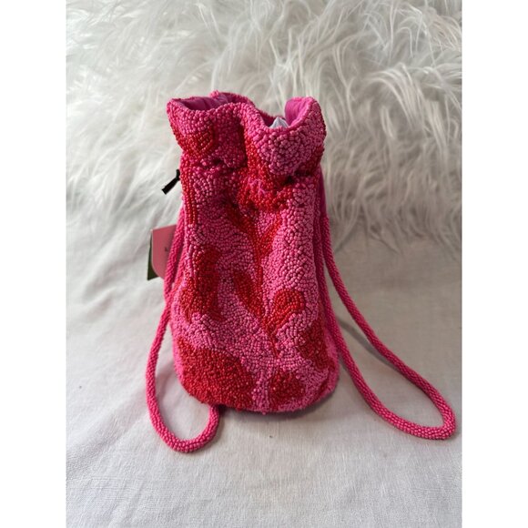 Kate Spade x Target Beaded Classic Rose‎ Pink and Red Drawstring Bucket Bag - Picture 6 of 9